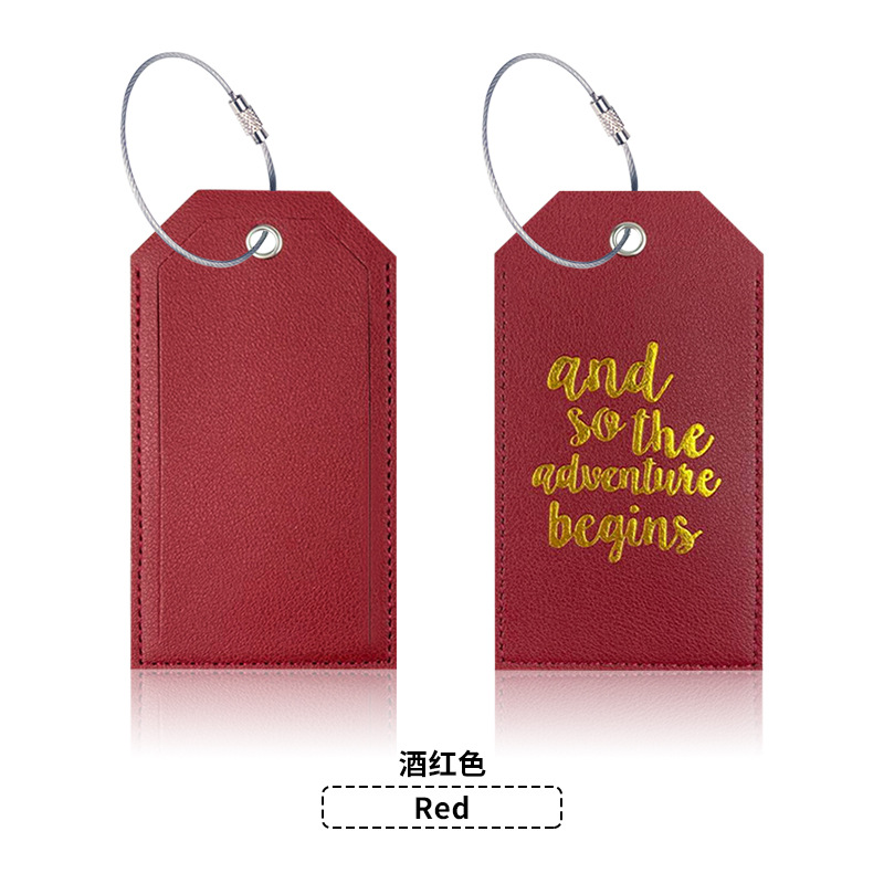 En stock tarjeta de embarque de cuero bronceado grueso de doble cara transfronteriza con tarjeta de papel de firma etiqueta de equipaje pu etiqueta de equipaje