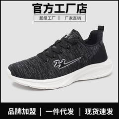 Men's Sports Shoes 2022 New Korean Style Fashion Trendy Flyknit Breathable Outdoor Running Shoes Men's Low-top Laced Single Shoes