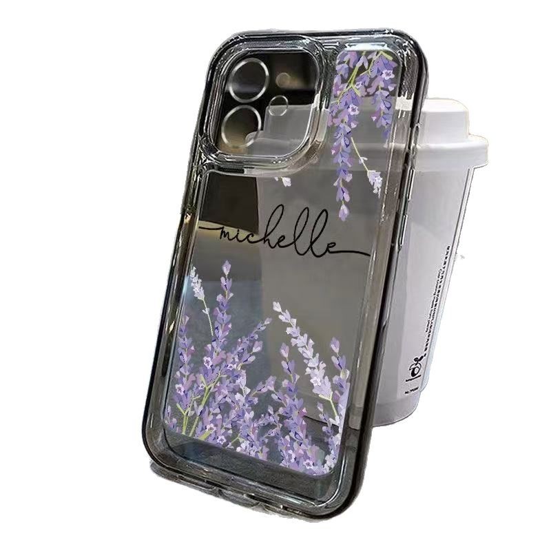 Flores en inglés para iphone15promax funda para teléfono móvil transparente Apple 16 anti-caída 14pro Japón y Corea 13/12