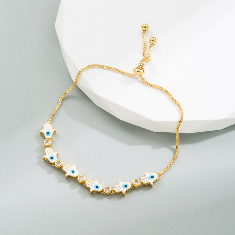 Fashion Palm Copper Bracelets Enamel Inlay Zircon Copper Bracelets