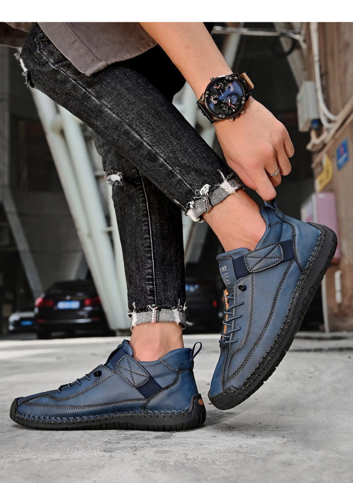 Bốt Martin cổ vừa unisex cỡ lớn, giày bốt da sợi nhỏ đế cao su, phong cách Hàn — 9888 Xanh quân đội, 9888 kaki, 9888 màu xanh lam, 9888 màu đen chi tiết 38