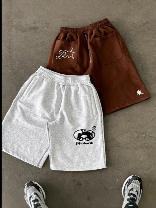 2025 protección transfronteriza tendencia de la moda de primavera europea y americana, pantalones cortos casuales bordados personalizados, pantalones rectos sueltos en la calle