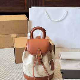 2025新款女包C家Harper迷你老花抽绳双肩包百搭复古mini水桶包bag