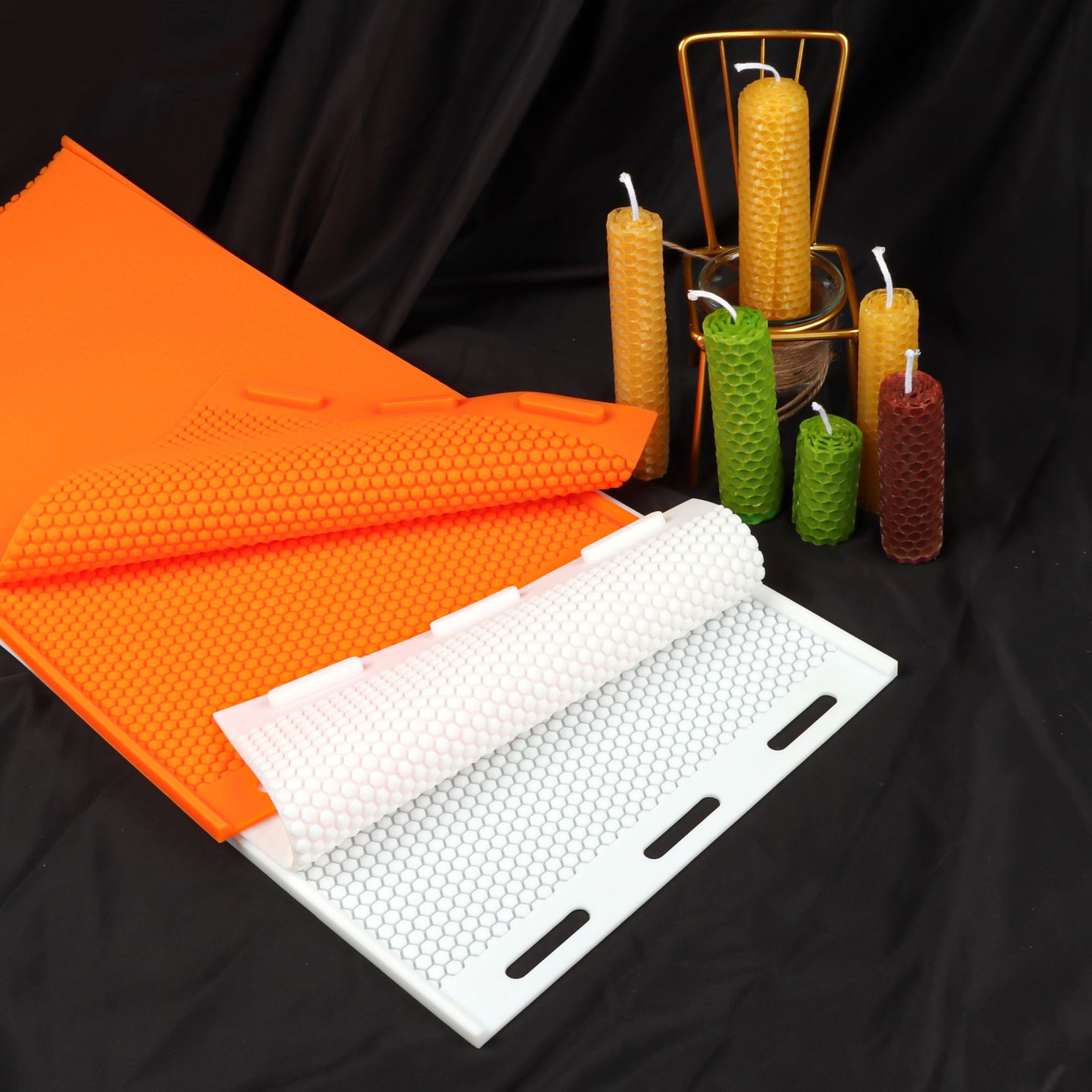 Transfronterizo nuevo molde de panal de silicona panal rollo de mano vela molde apicultura cera placa base molde en stock