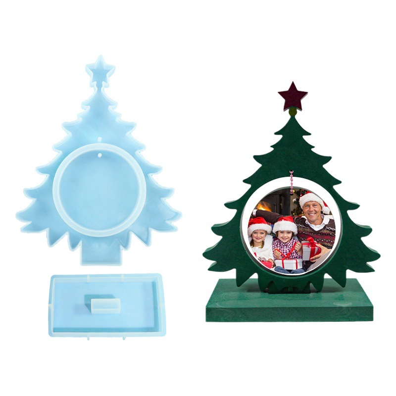 Elation DIY epóxido molde árbol de Navidad Marco de Fotos decoración del partido molde de silicona transfronteriza exclusiva