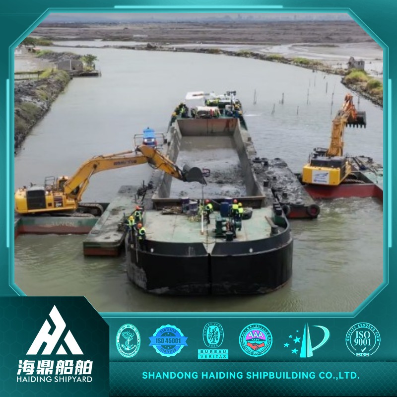 开体泥驳大型平板驳船摆渡船运输船舶厂家供应 对开型运输船