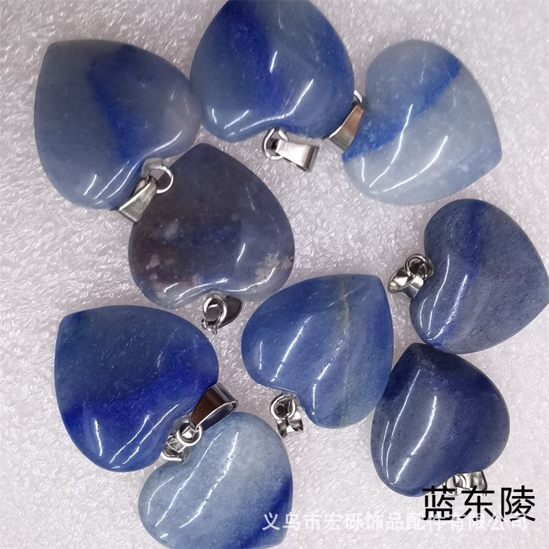 Natural cristal ágata Dongling Jade de doble cara en forma de corazón de amor colgante collar de accesorios de la joyería de la joya de la fábrica al por mayor