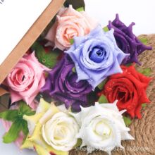 露水玫瑰仿真花diy材料露珠玫瑰花婚庆头饰配件跨境厂家直销