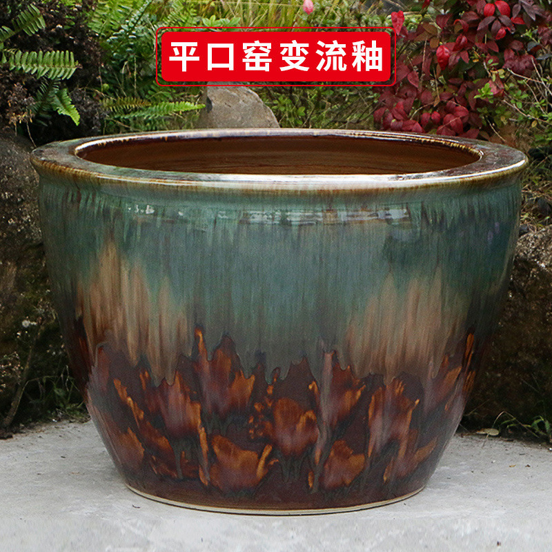 古法生态土陶瓷养金鱼缸荷花睡莲池老旧式阳台室户外庭院大号水缸|undefined