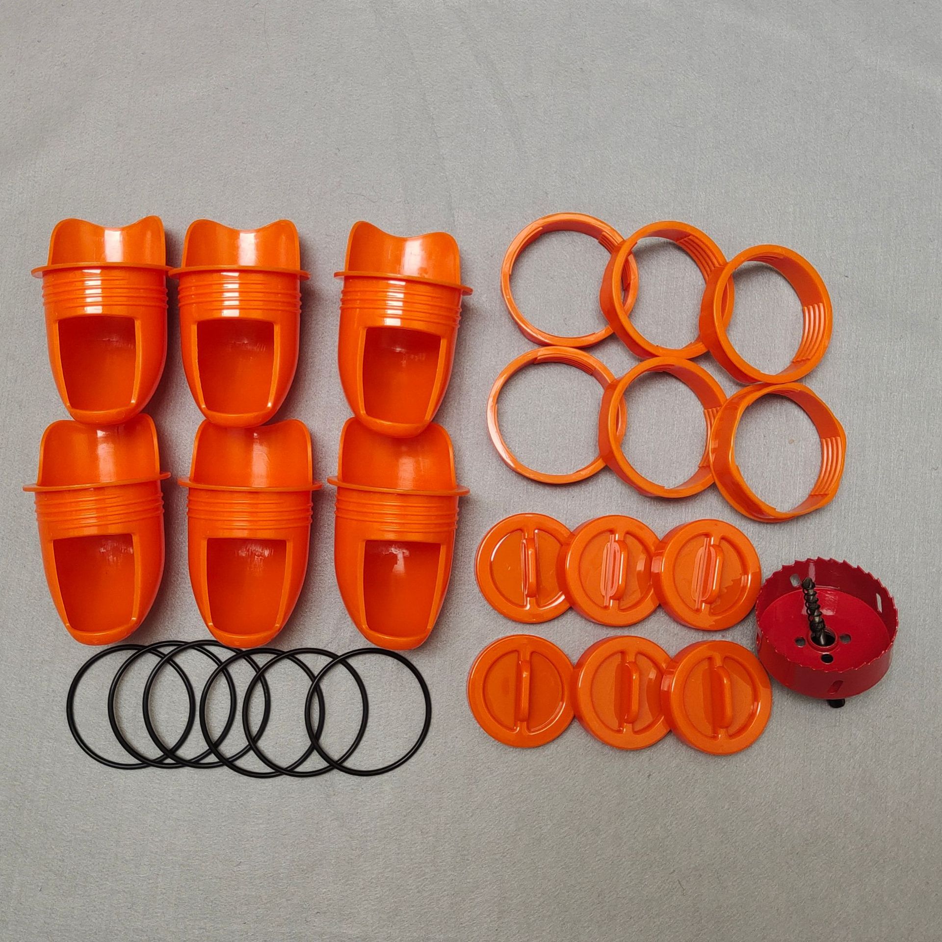 오렌지 6 + 1 (검정 고무 링 + 빨간색 구멍 오프너)