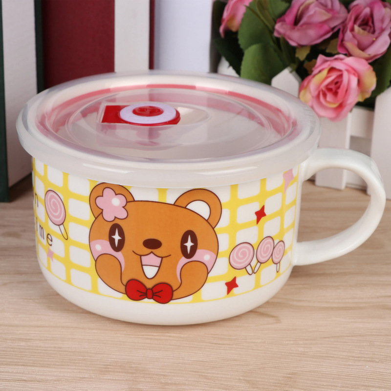 Ceramic Soup Bowl, Rice Bowl with Lid and Handle, Microwave-Safe, Special Preservation Bowl, Instant Noodle Bowl, Lunch Box, Instant Noodle Bowl Ceramic Soup Bowl, Rice Bowl with Lid and Handle, Microwave-Safe, Special Preservation Bowl, Instant Noodle Bowl, Lunch Box, Instant Noodle Bowl