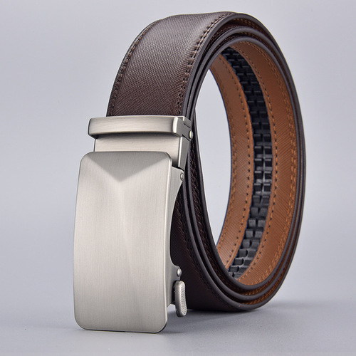 Belt men's cowhide belt genuine leather cross-border brown trouser belt casual business manufacturer wholesale automatic buckle men's belt