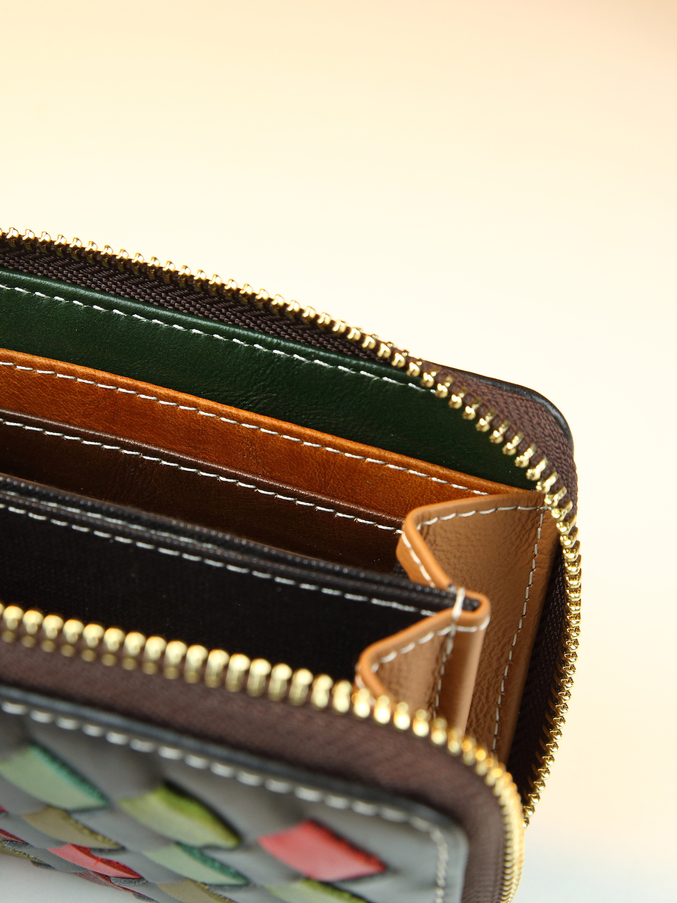Damen Geldbörse Aus Echtem Leder Geflochten Im Retro Design_voghion.com