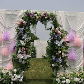 婚庆道具彩虹网纱雾纱吊顶纱裙挂纱橱窗商场美陈婚礼幕墙布置装饰