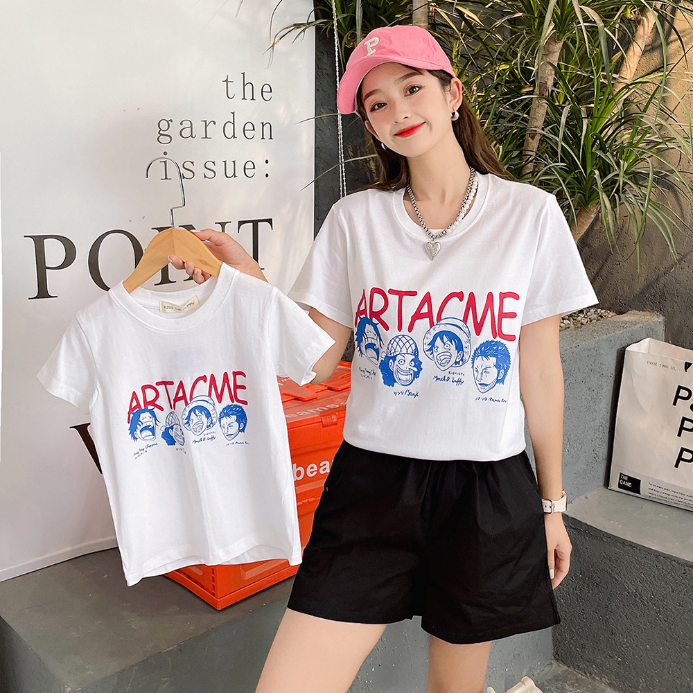 Western style With children children T-shirt T-shirts Short sleeved 2022 summer Cartoon One Piece Combed Big boy T-shirt wholesale