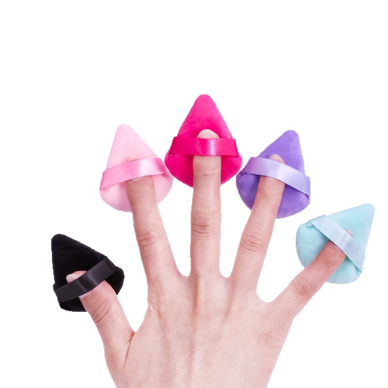 Transfronterizo mini triángulo polvo corto veludo polvo seco polvo polvo polvo de maquillaje de doble cara cristal esponja ultra suave mini polvo de polvo