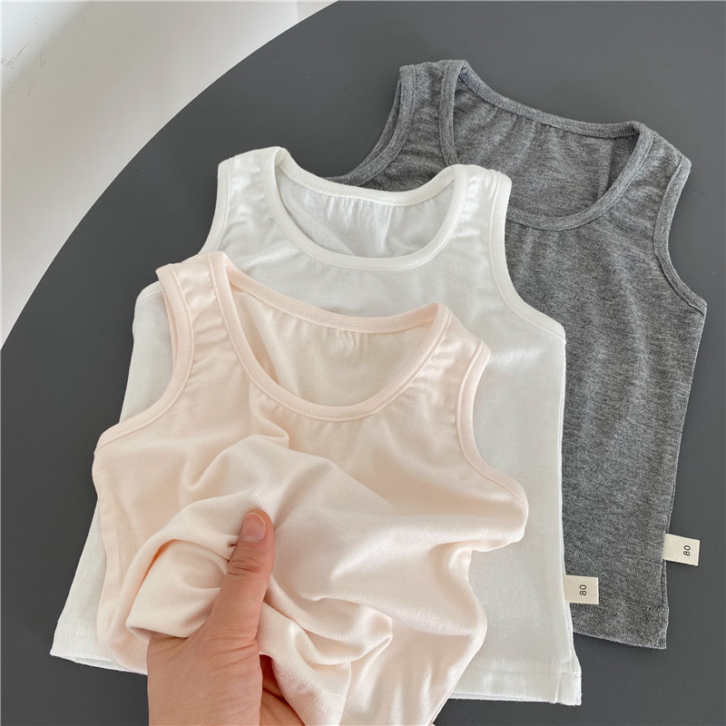 GL-kids Korean Summer New Children's Baggy Strappy Tank Top for Boys and Girls, Casual and Comfortable Basic Tank Top