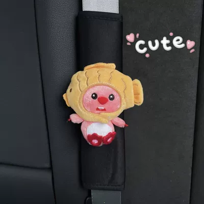 Protective Cover Car Decoration Mai – Seat belt shoulder pad - taiyaki-loopy-1-black-ice-silk-shoulder-pad
