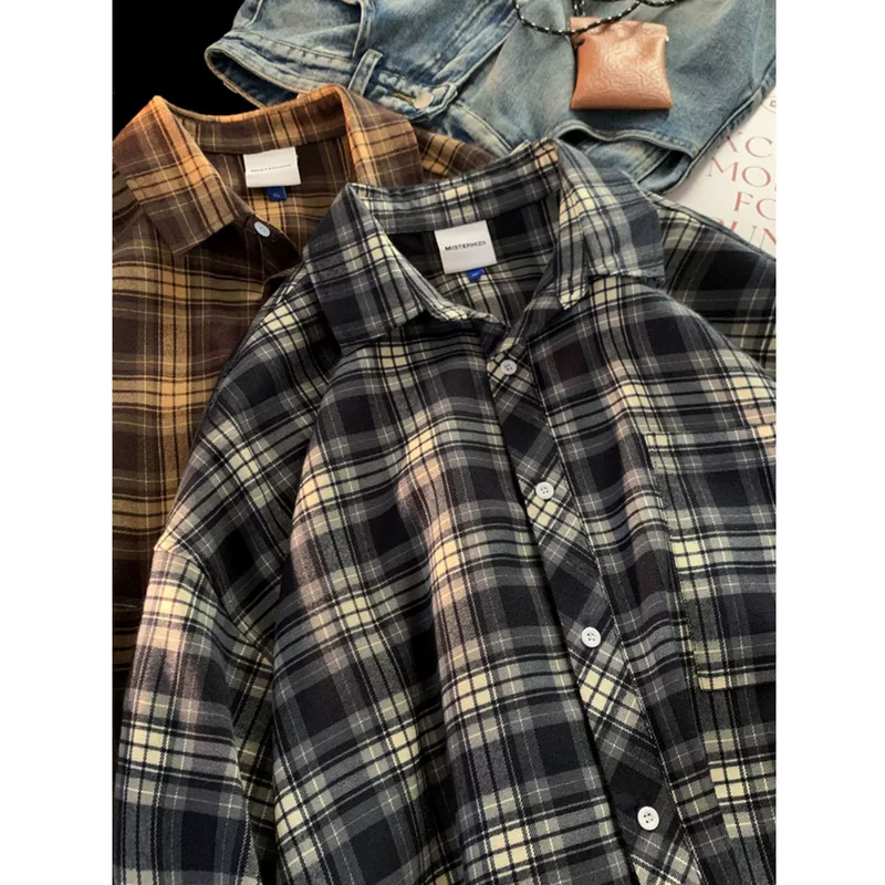 Демисезонная рубашка японского стиля, качественная jacket? (note) better: куртка весенняя в клетку, размеры M–3XL