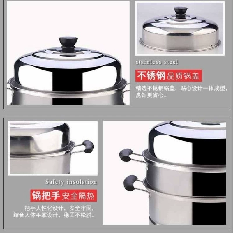 304 heavy-duty stainless steel double-layer steamer pot for home use large steamer pot for fish steaming pot compatible with induction cooker and gas stove