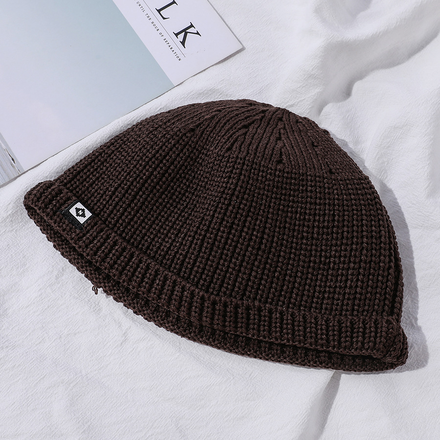 Knitted Beanie Hat For Men Warm Winter Hat Casual Style Solid Colour_voghion.com
