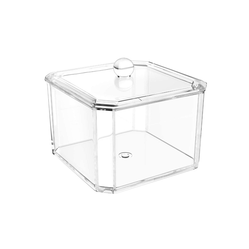 Caja de almacenamiento de barra caja de almacenamiento de escritorio rectangular transparente caja de hisopo de algodón cosmético a prueba de polvo acrílico apilable