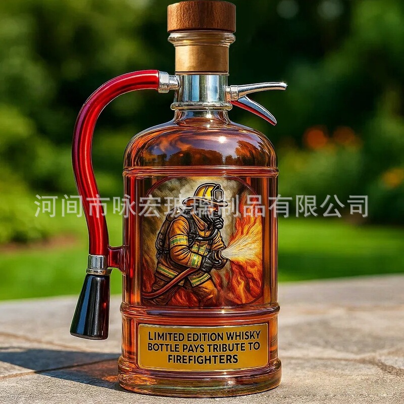 新品灭火器威士忌酒瓶泡酒瓶高硼硅玻璃酒瓶装饰摆件泡酒瓶跨境|undefined