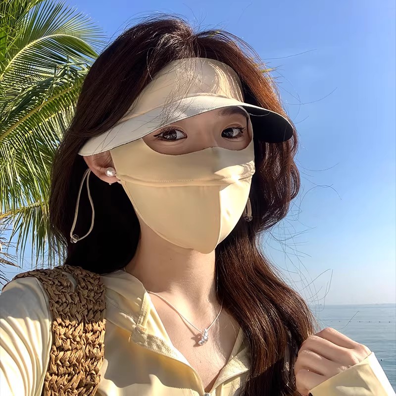 여성 여름 자외선 차단 마스크 와이드챙 얼굴 햇빛가리개