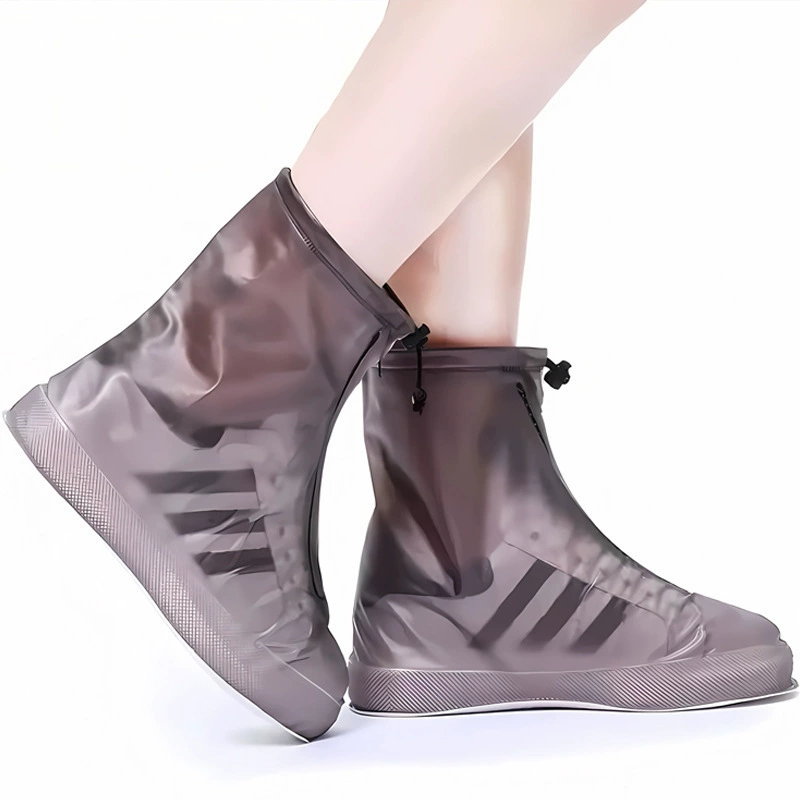 Non-slip wear-resistant shoe covers for men and women with zipper PVC, mid-length, wholesale