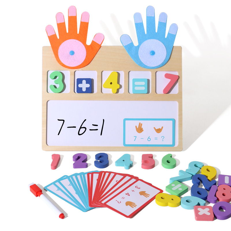 Instrucciones digitales Montessori para niños, aprendizaje de jardín de infantes, suma y resta, dedos, matemáticas, rompecabezas cognitivo, juguetes aritméticos