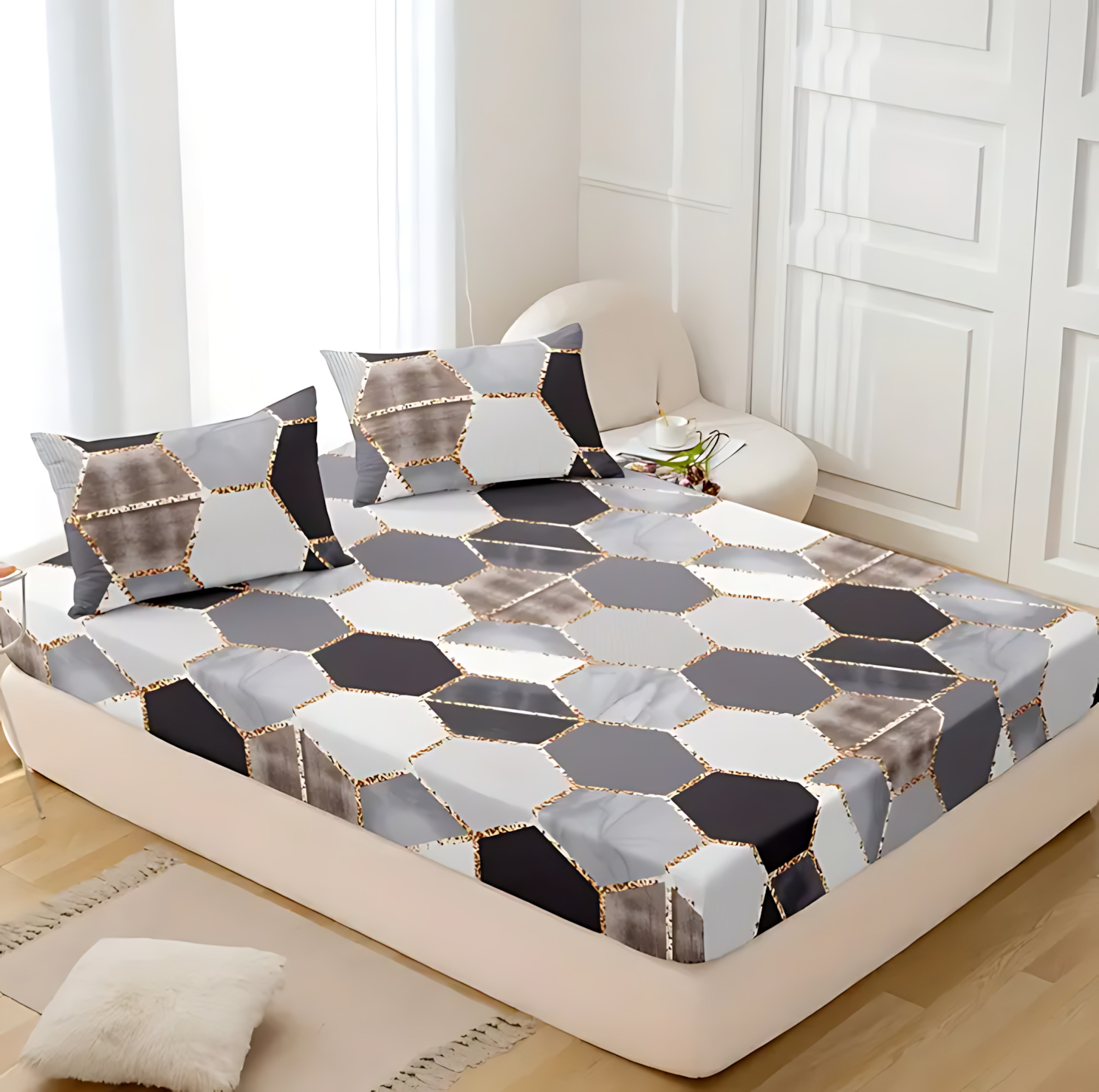 TEMU / JIT Amazon de lujo patrón geométrico digital impresión de la fuente del fabricante de la cama Kasa Kit puede hacer