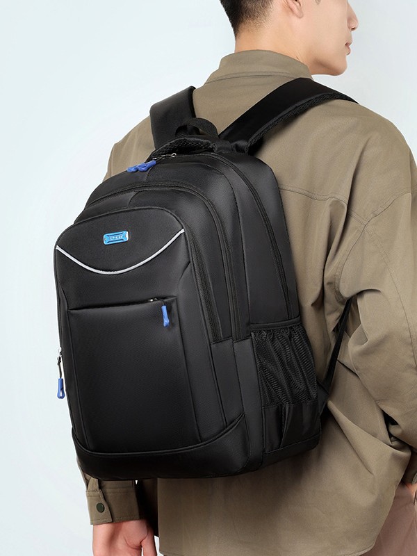 Logotipo de impresión de gran capacidad para hombres, mochila de viaje al aire libre, mochila de moda para estudiantes de secundaria y secundaria.