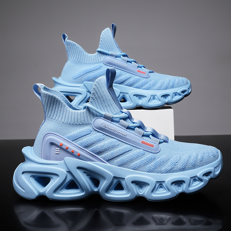 Customized Lightweight Fly-knit Mesh Breathable Men's Shoes, New Summer Model, Large Size, Thick-soled, Shock-absorbing_voghion.com