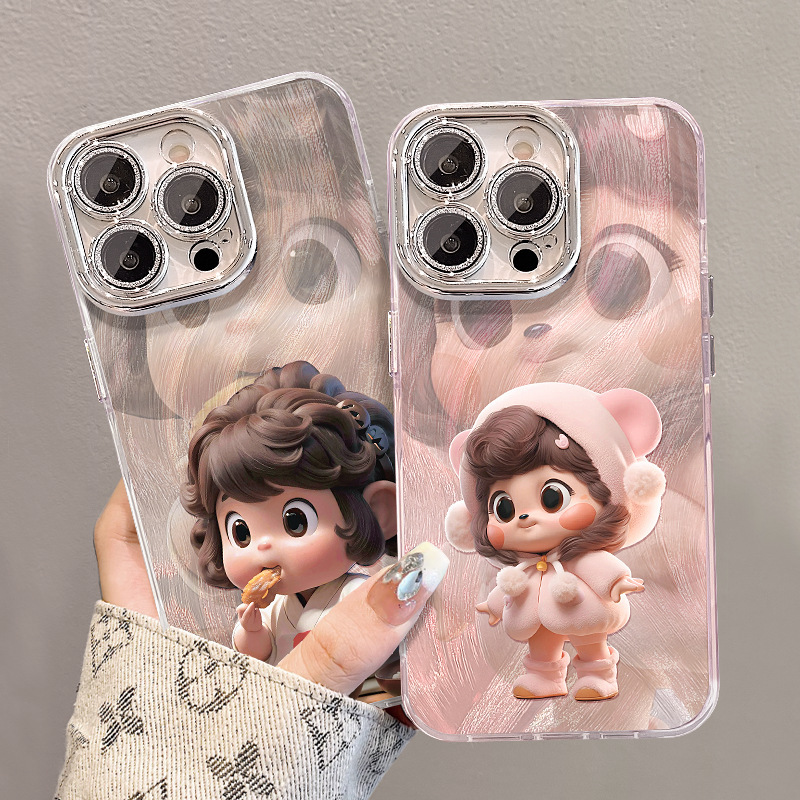 可爱小孩手链适用苹果17pro手机壳iphone16羽纱15全包镜头膜14/13|undefined