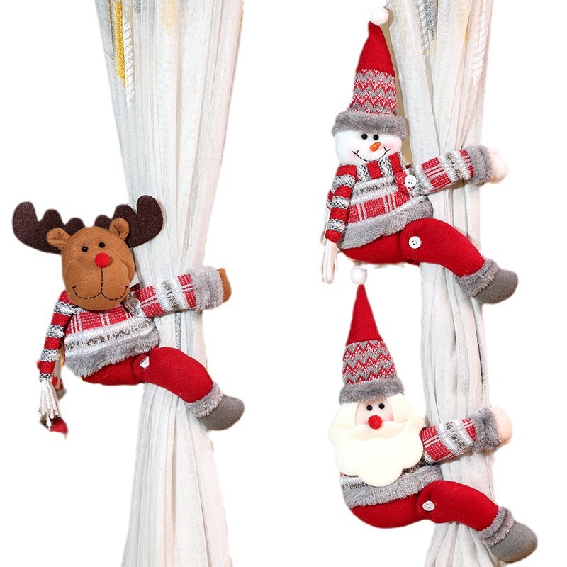Decoración navideña para cortinas para el hogar y el jardín Muñeco Rudolph Hebilla para cortina Escena de ventana para el hogar festivo_voghion.com
