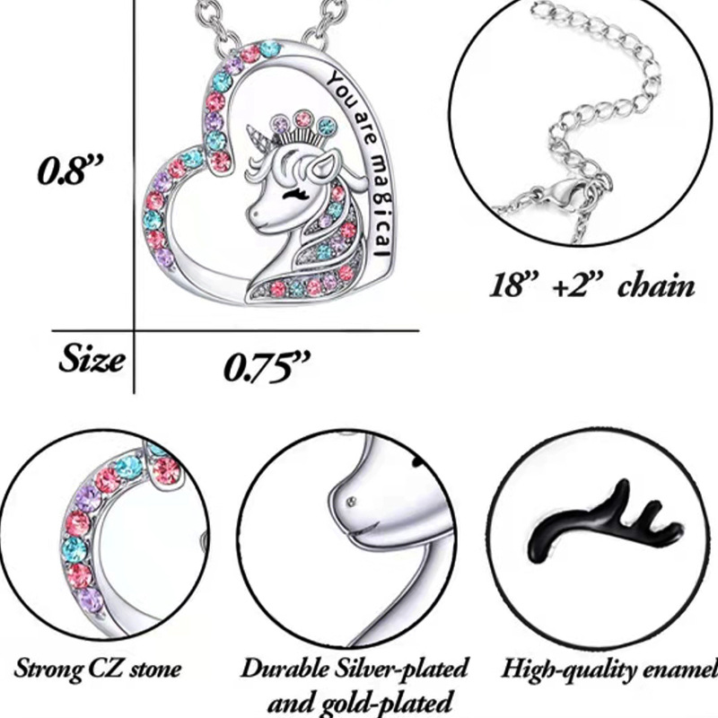 Fashion Unicorn Alloy Hollow Out Inlay Rhinestones Women's Pendant Necklace 1 Piece display picture 3