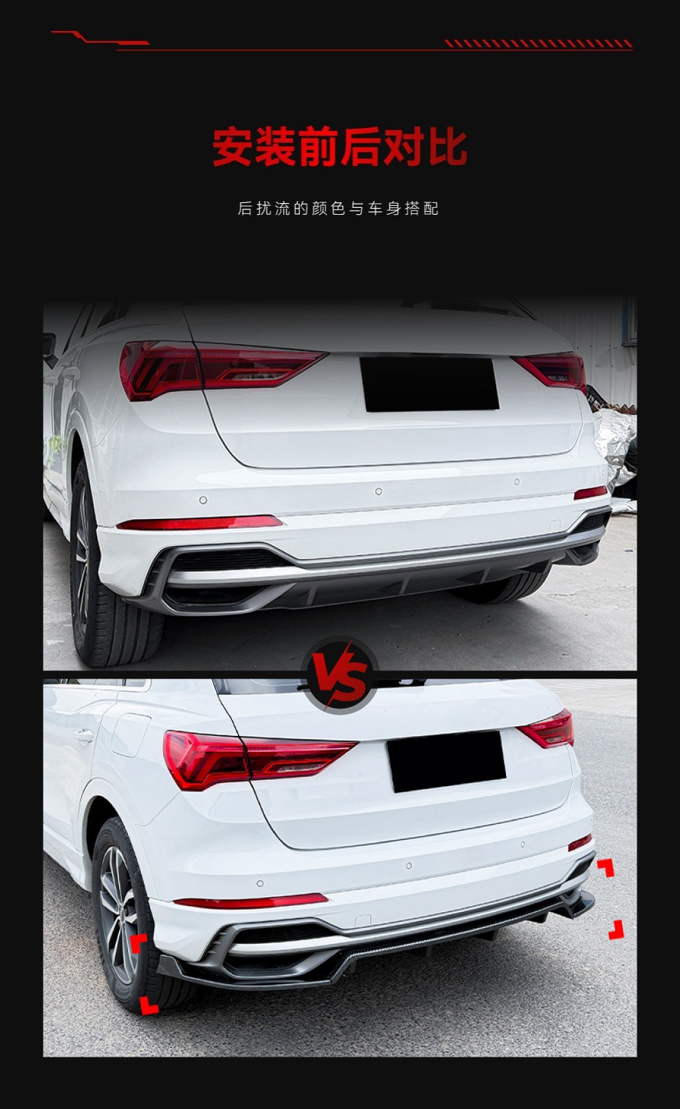 Suitable for 2019+ Audi Q3 F3 Sline Suv Models, Dedicated Rear Lip Spoiler Surround for Cross-Border Modification