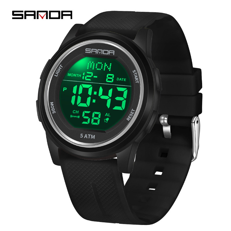 Sanda Electronic Watch Student Party Alarm Clock Multifunctional Chronograph Watch Swimming Waterproof Luminous Outdoor Sports Watch