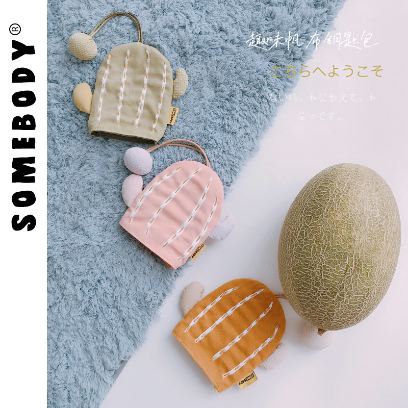 Three-Color Patch Cactus Coin Purse for Women, New Mini Small Wallet, Cute and Fresh Car Key Bag