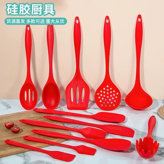 散装自选一体全包手柄硅胶汤勺捞勺汤匙羹硅胶厨房用具11件套