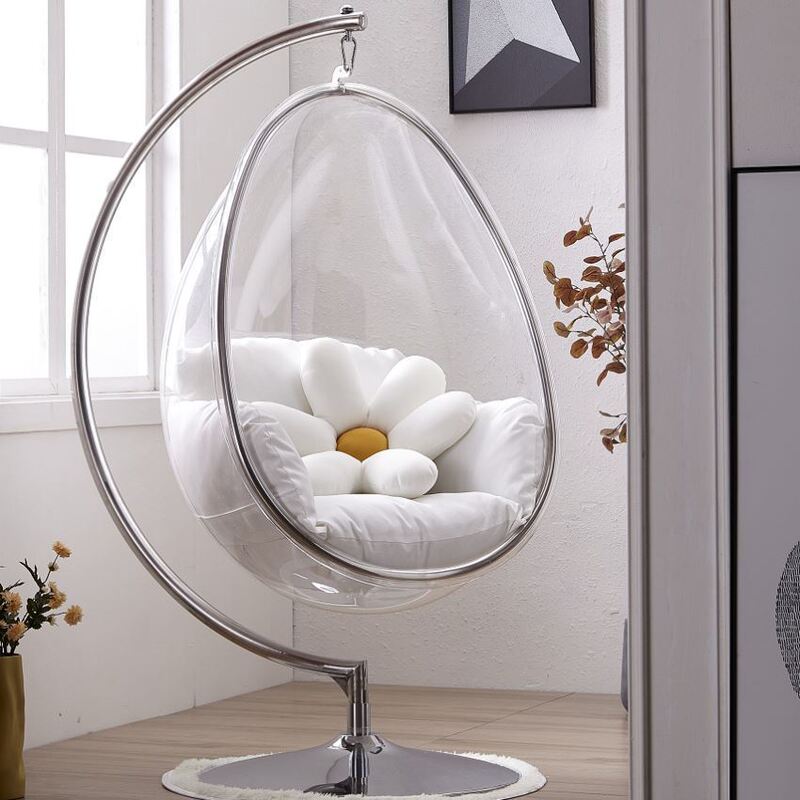 Nordic Transparent Bubble Chair Hemisphere Hanging Chair Space Acrylic Hanging Basket Girl's Room Glass Ball Swing Hammock