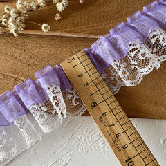 Purple pleated lace trim accessories skirt cuff cheering fan book clothing widened ruffled handmade DIY
