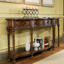美式实木玄关桌客厅靠墙超窄玄关台入户过道装饰玄关柜沙发背几