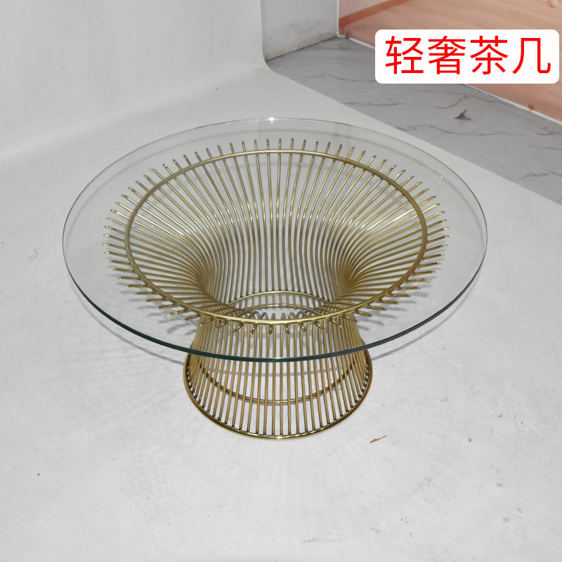 Creative, Light Luxury, High-End Feel, Small Apartment Balcony, Stainless Steel Living Room, Home Use, Particularly Beautiful Sofa, Glass Coffee Table