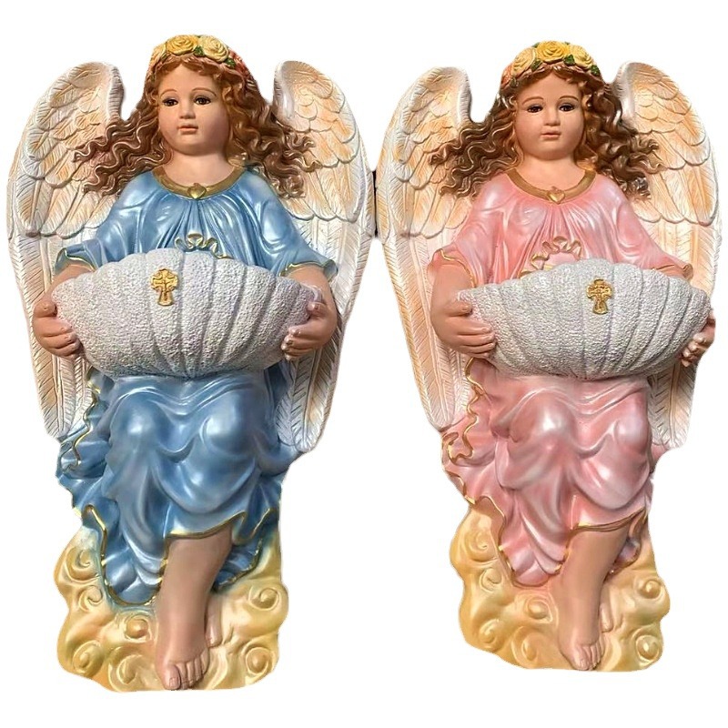 75cm ángel piscina de agua sagrada mira la figura de la resina de la casa sala de estar iglesia colgante 70 - 80
