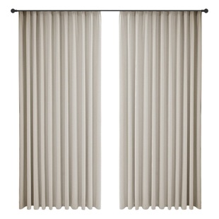 Cream Double-sided Hemp Modern Solid Color Cotton Hemp Curtain Finished Heat and Sound Insulation Shading Curtain Fabric for Living Room and Bedroom