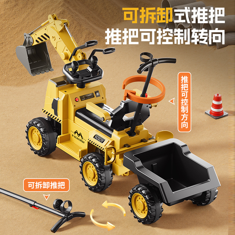 Excavadora de juguete para niños, juguetes para niños y niñas, excavadora eléctrica de control remoto, acoplador de ingeniería de carga