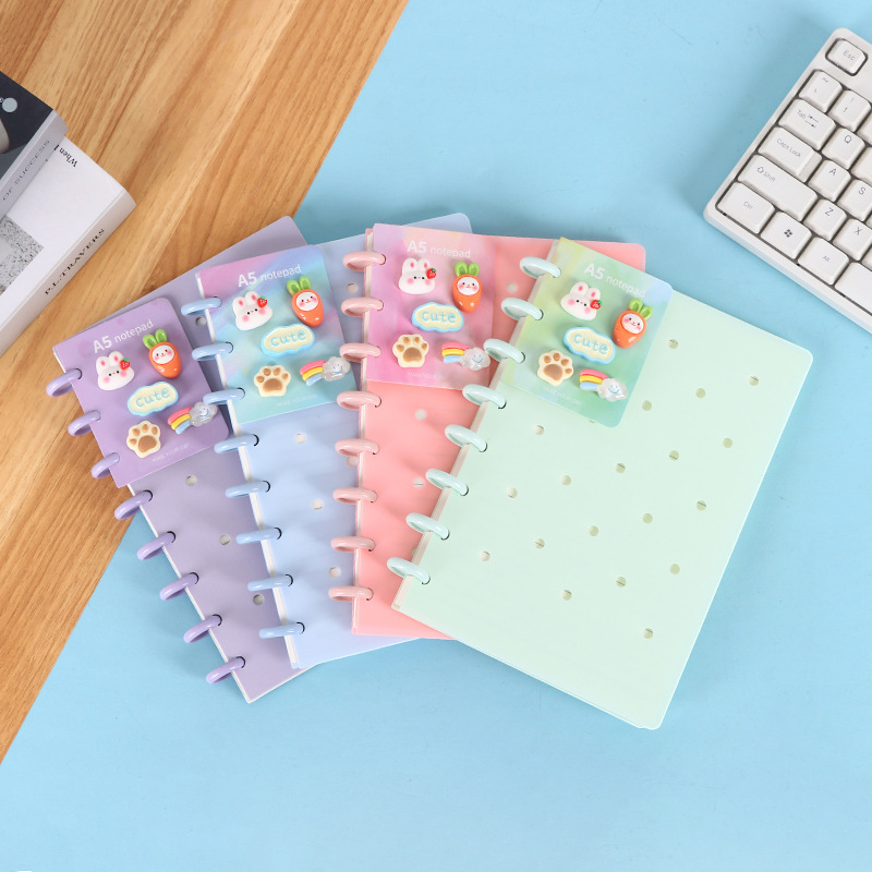 A5 Mushroom Button Hole Notebook Detachable Loose-Leaf Notebook DIY Cover Notepad Hole Board Student Notebook