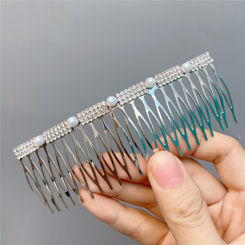 Fashion Diamond-studded Pearl Bow Hair Comb Wholesale Nihaojewelry display picture 1