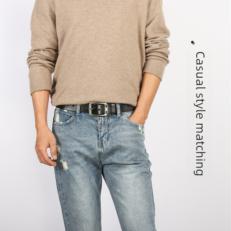 Produttori popolari all'ingrosso cintura da uomo in pelle di vacchetta con fibbia ad ardiglione a due strati cintura da uomo retrò versatile da lavoro_voghion.com